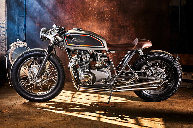 FOUR POT SUPERSHOT. A Classic Honda CB550 Cafe Racer from Mellow Motorcycles